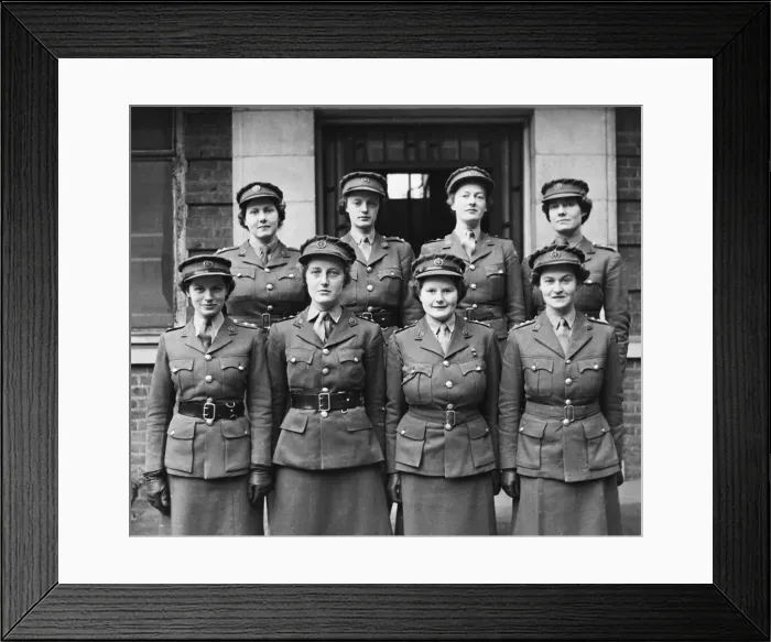 Framed Print : A. T. S. Officers arrive in Canada. Left to right - Back Row Sub