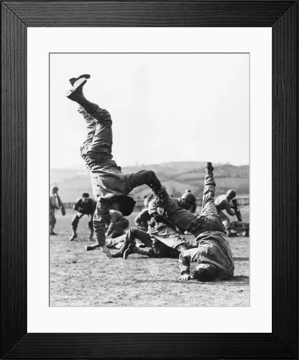 Framed Print : American troops practice commando training prior to the invasion of Europe Framed Print : American troops practice commando training prior to the invasion of Europe