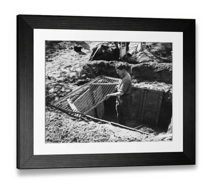 Framed Print : Because of anti-personnel bombs, everybody digs in. Pte. W Framed Print : Because of anti-personnel bombs, everybody digs in. Pte. W