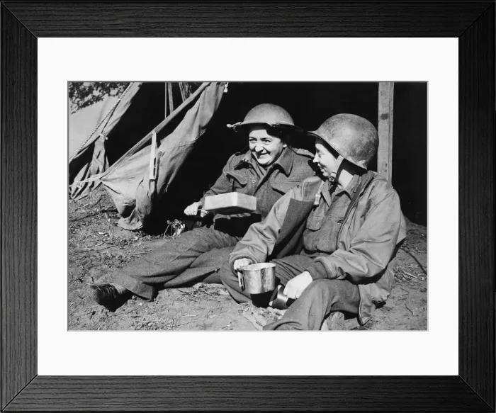 Framed Print : Sister E. C. Cowell and Miss R. E. Donahoe of the American Field Surgical Team drinking Framed Print : Sister E. C. Cowell and Miss R. E. Donahoe of the American Field Surgical Team drinking
