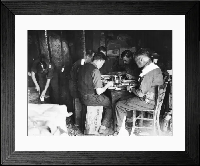Framed Print : Some R. A. F. regiment officers at breakfast. On the right is Wing Commander E. N. Downes Framed Print : Some R. A. F. regiment officers at breakfast. On the right is Wing Commander E. N. Downes