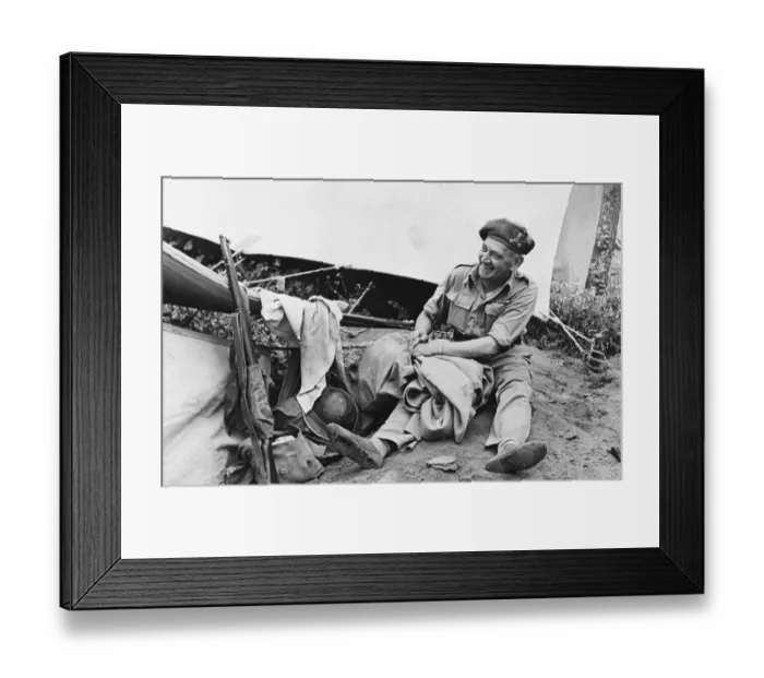 Framed Print : Company Quartermaster Sergeant E. C. Bonner preparing for demobilization in Italy
