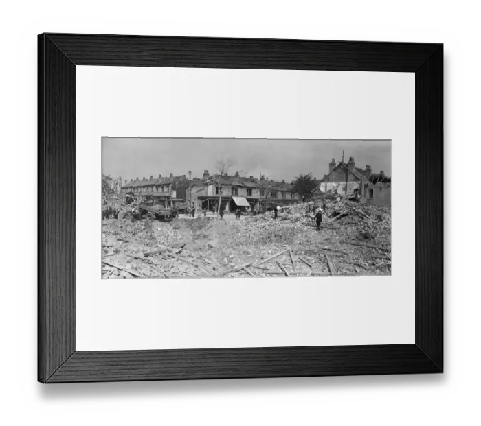 Framed Print : Workmen clearing the rubble at Rookery Road, Handsworth