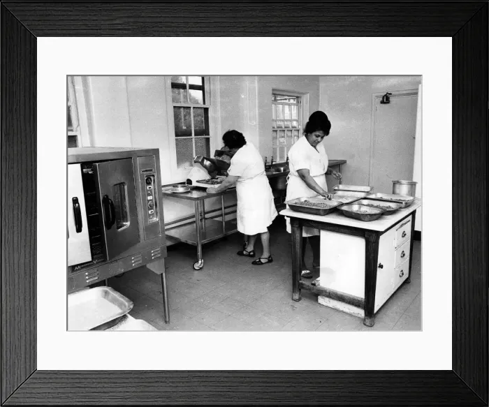 Framed Print : Part of the newly renovated section of the kitchens at the Birmingham Women Framed Print : Part of the newly renovated section of the kitchens at the Birmingham Women