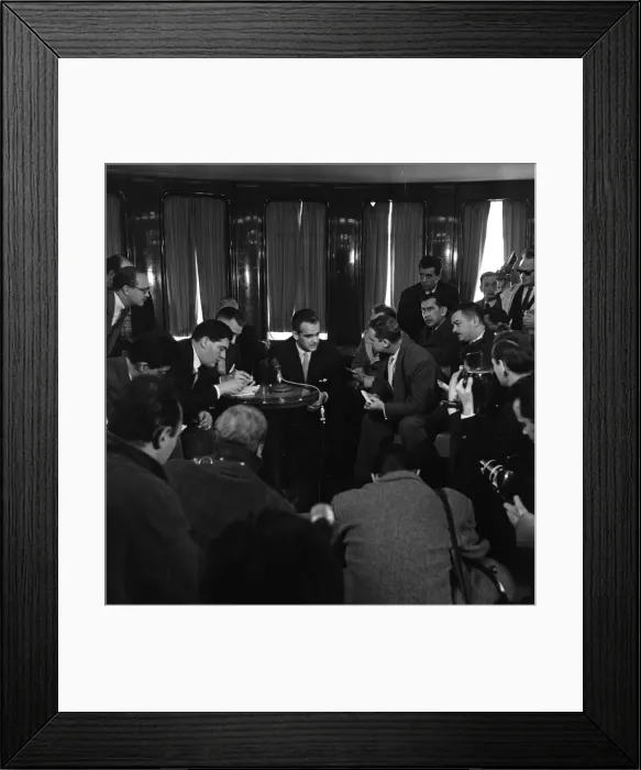 Framed Print : Prince Rainier of Monaco in his suite aboard the ile de France. 22nd March 1956 Framed Print : Prince Rainier of Monaco in his suite aboard the ile de France. 22nd March 1956