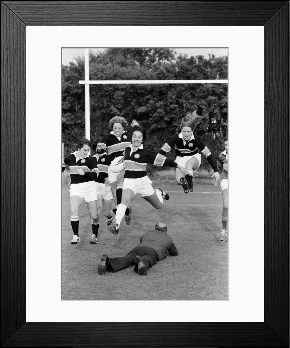 Framed Print : US womens rugby players, who are on the Midwest women Framed Print : US womens rugby players, who are on the Midwest women