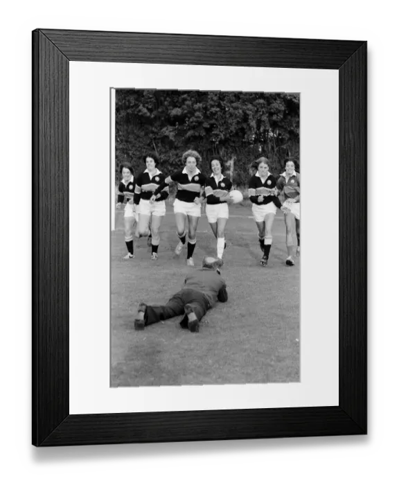 Framed Print : US womens rugby players, who are on the Midwest women Framed Print : US womens rugby players, who are on the Midwest women