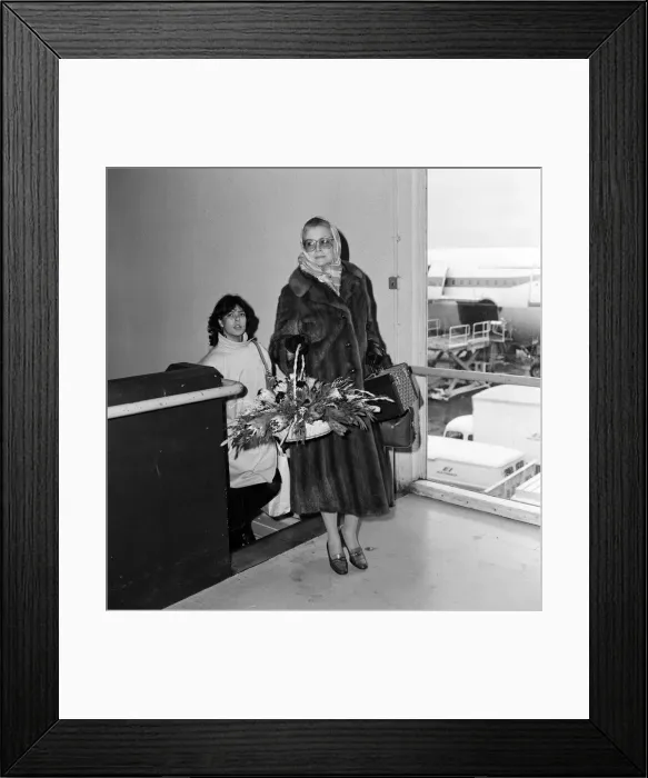 Framed Print : Princess Grace and Princess Caroline of Monaco leaving Heathrow Airport for Paris