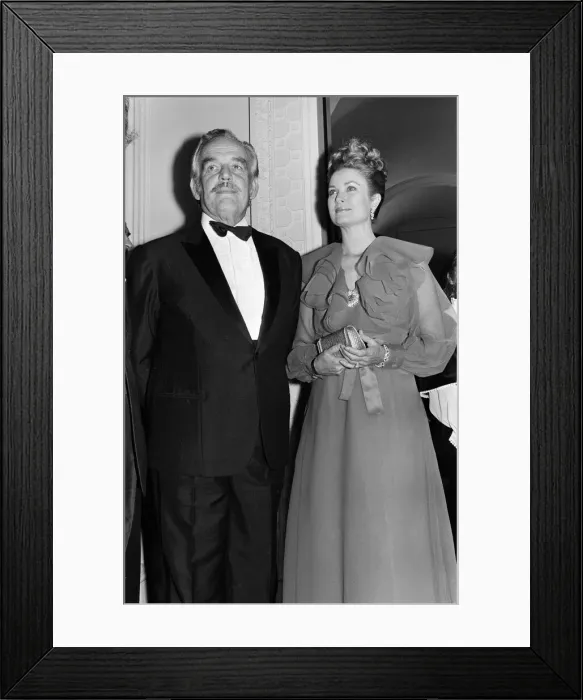 Framed Print : Princess Grace and Prince Rainier of Monaco attend a Variety Club of Great Britain Ball
