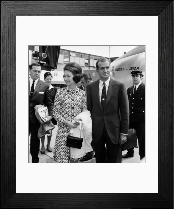 Framed Print : Prince Juan Carlos and Princess Sofia of Spain arrive at Heathrow Airport Framed Print : Prince Juan Carlos and Princess Sofia of Spain arrive at Heathrow Airport