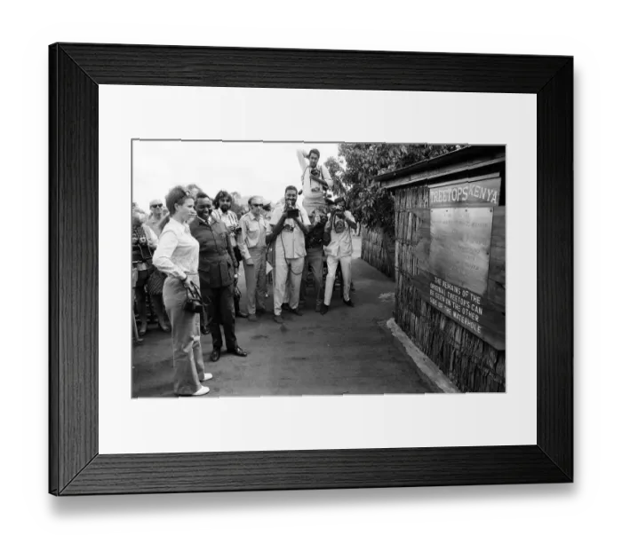 Framed Print : Princess Anne visits the famous Treetops Hotel at Aberdare National Park in Kenya