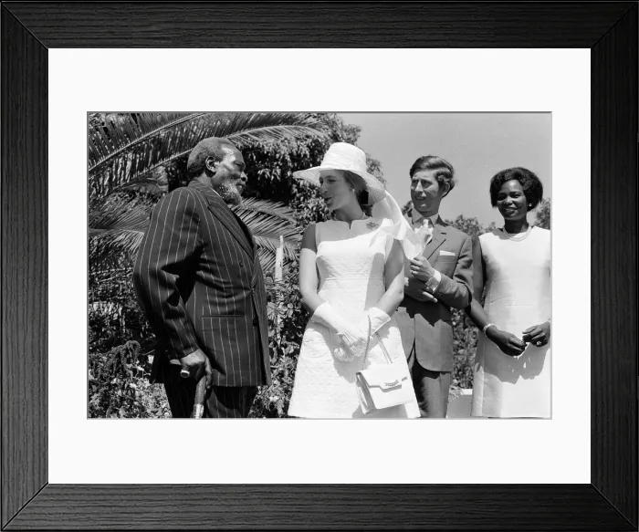 Framed Print : Princess Anne and Prince Charles watch a traditional dance of welcome alongside Framed Print : Princess Anne and Prince Charles watch a traditional dance of welcome alongside