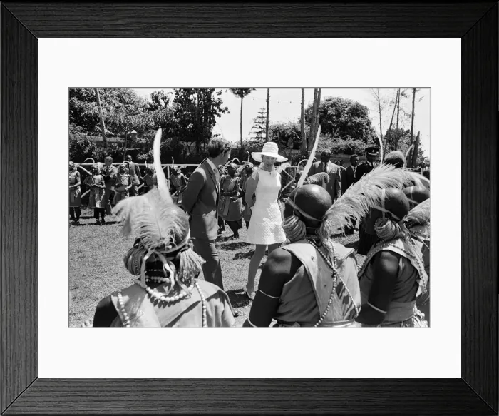 Framed Print : Princess Anne and Prince Charles watch a traditional dance of welcome alongside Framed Print : Princess Anne and Prince Charles watch a traditional dance of welcome alongside
