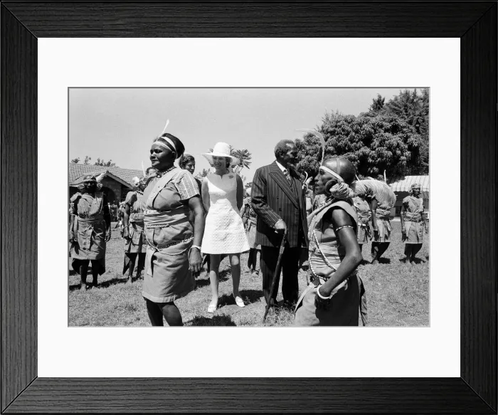 Framed Print : Princess Anne and Prince Charles watch a traditional dance of welcome alongside