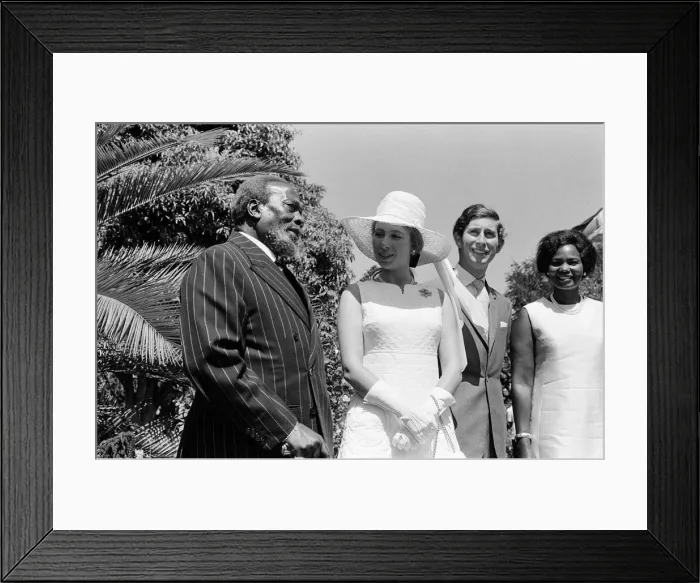 Framed Print : Princess Anne and Prince Charles watch a traditional dance of welcome alongside Framed Print : Princess Anne and Prince Charles watch a traditional dance of welcome alongside