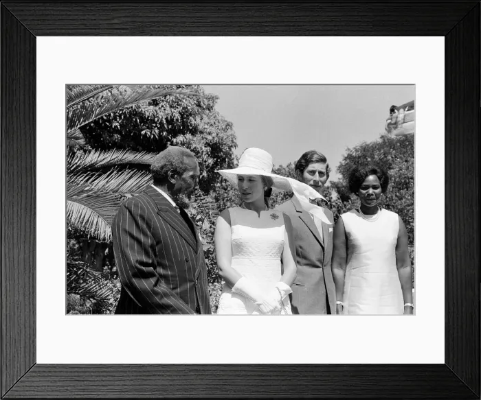 Framed Print : Princess Anne and Prince Charles watch a traditional dance of welcome alongside Framed Print : Princess Anne and Prince Charles watch a traditional dance of welcome alongside