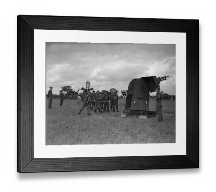 Framed Print : Rocket projector drill for the Home Guard during the Second World War. West Midlands Framed Print : Rocket projector drill for the Home Guard during the Second World War. West Midlands