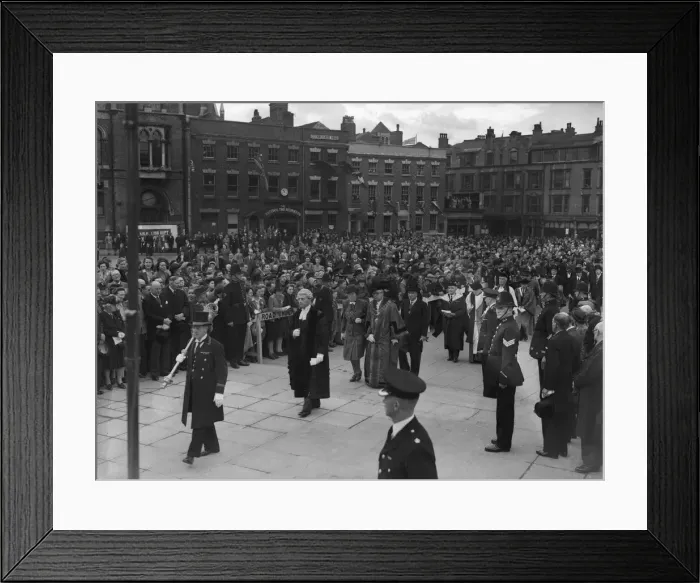 Framed Print : Civic authorities arrive at the Hall of Memories, Centenary Square, Birmingham Framed Print : Civic authorities arrive at the Hall of Memories, Centenary Square, Birmingham
