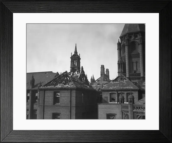Framed Print : Birmingham General Hospital damaged by incendiary bombs during an air raid on the city Framed Print : Birmingham General Hospital damaged by incendiary bombs during an air raid on the city
