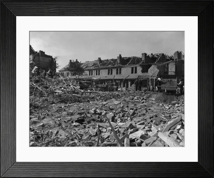 Framed Print : Workmen clearing the rubble at Rookery Road, Handsworth Framed Print : Workmen clearing the rubble at Rookery Road, Handsworth