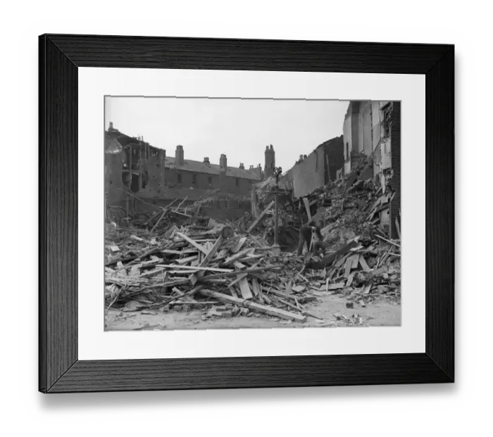 Framed Print : A pile of rubble is all that remains of terrace housing off Farm Street, Hockley Framed Print : A pile of rubble is all that remains of terrace housing off Farm Street, Hockley