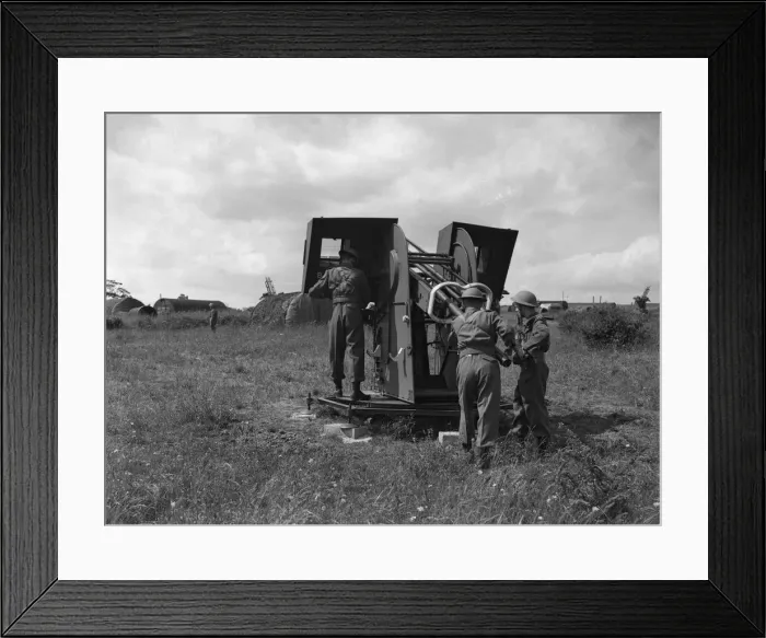 Framed Print : Rocket projector drill for the Home Guard during the Second World War. West Midlands Framed Print : Rocket projector drill for the Home Guard during the Second World War. West Midlands