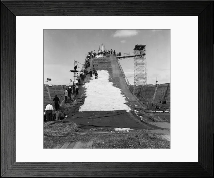 Framed Print : Skiing at Wembley Stadium, London. 30th May 1961 Framed Print : Skiing at Wembley Stadium, London. 30th May 1961