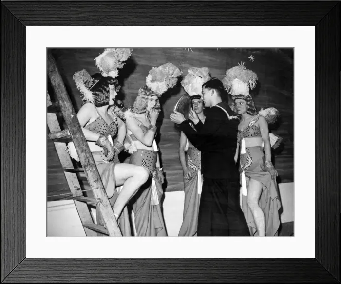 Framed Print : Sailors of the Royal Navy present a topical revue called Pacific Show Boat Framed Print : Sailors of the Royal Navy present a topical revue called Pacific Show Boat