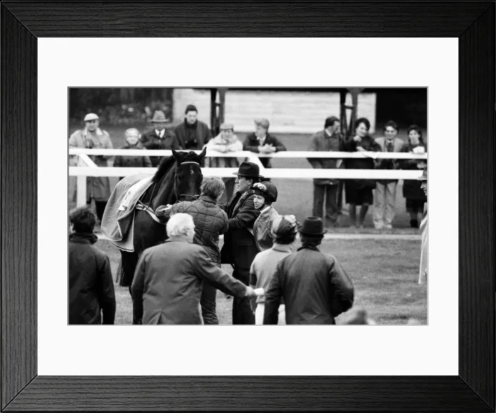 Framed Print : Princess Anne races at Newbury Racecourse, Berkshire. She is pictured alongside her Framed Print : Princess Anne races at Newbury Racecourse, Berkshire. She is pictured alongside her