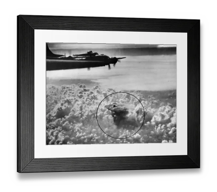Framed Print : USaF Flying Fortresses bomb a German synthetic rubber factory in Huls. 22nd June 1943