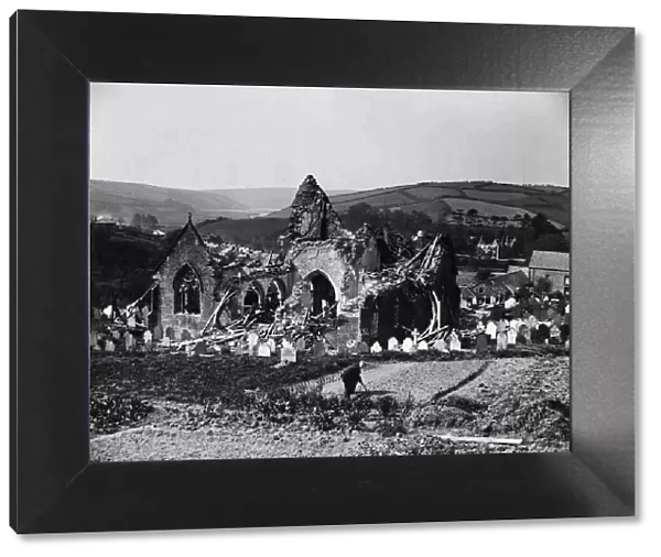 View of the village church in Aveton Gifford, Devon which was destroyed by Focke Wulf