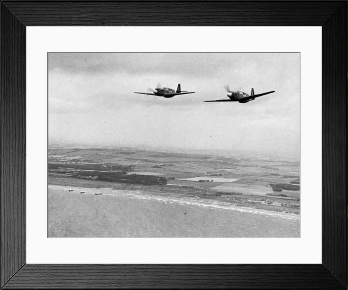 Framed Print : American Mustang fighters of the Royal Air Force in flight over England during the Second