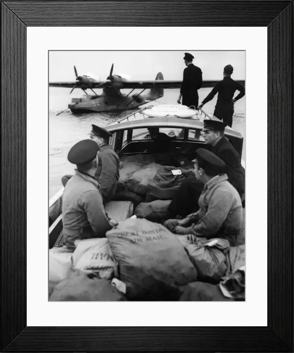 Framed Print : Christmas airmail being loaded on to a British Flying Boat on its way to British forces