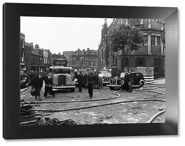 Damage to houses and shops in Rosebery Avenue, Clerkenwell