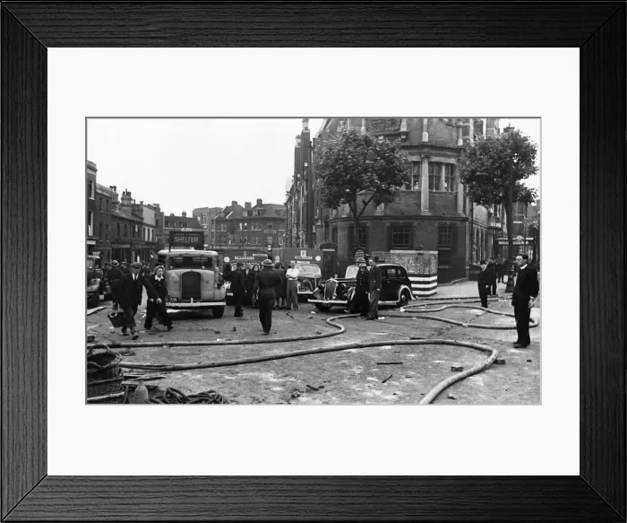 Framed Print : Damage to houses and shops in Rosebery Avenue, Clerkenwell Framed Print : Damage to houses and shops in Rosebery Avenue, Clerkenwell