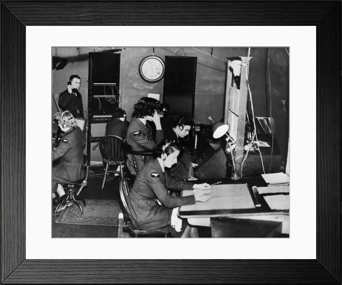 Framed Print : Women of the Womens Auxiliary Air Force (WaF) at work in the nerve centre of an
