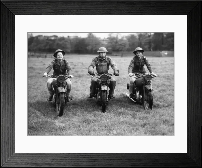 Framed Print : New recruits of the Auxiliary territorial Service (ATS) motor cycle section training as Framed Print : New recruits of the Auxiliary territorial Service (ATS) motor cycle section training as