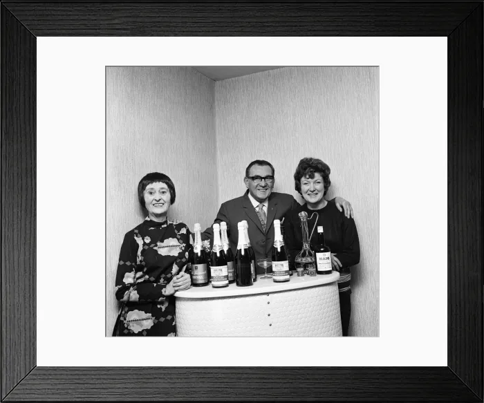 Framed Print : Pub landlord celebrates 40 years pulling pints, Teesside. 1972 Framed Print : Pub landlord celebrates 40 years pulling pints, Teesside. 1972