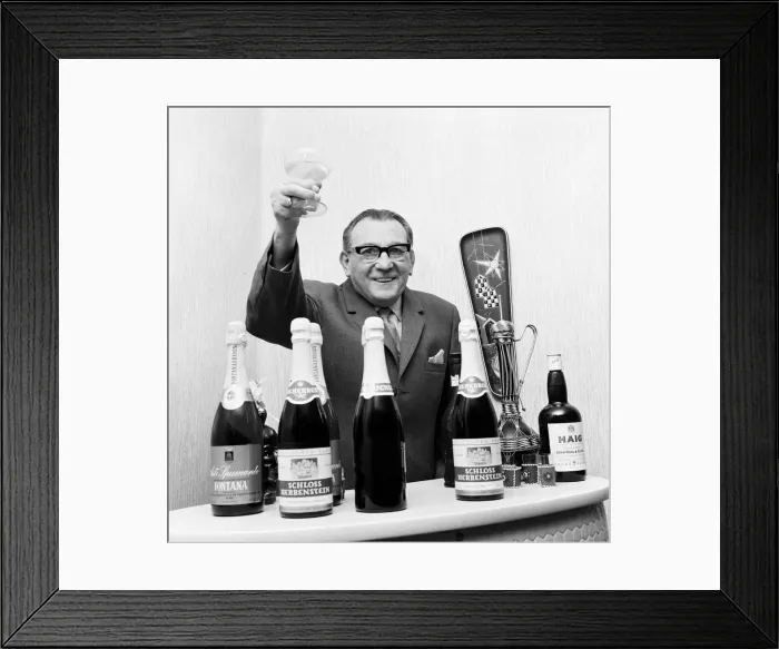 Framed Print : Pub landlord celebrates 40 years pulling pints, Teesside. 1972 Framed Print : Pub landlord celebrates 40 years pulling pints, Teesside. 1972