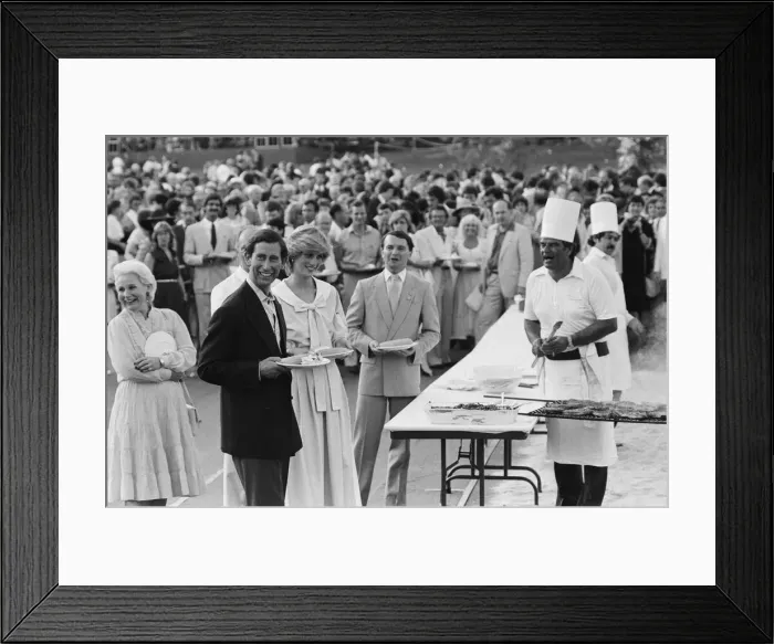 Framed Print : Diana, Princess of Wales and Prince Charles, Prince of Wales at a barbecue in their