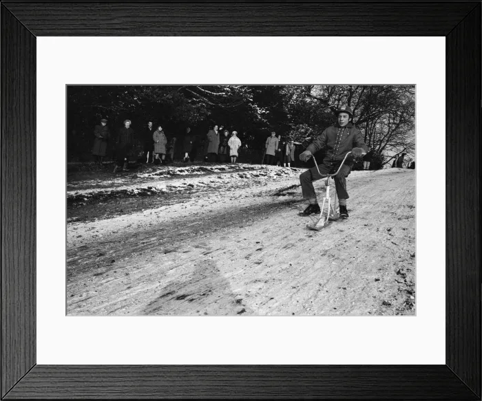 Framed Print : Snow scenes on Richmond Hill and Park. Pictured, 15 year old Andrew Birtles tries his Framed Print : Snow scenes on Richmond Hill and Park. Pictured, 15 year old Andrew Birtles tries his