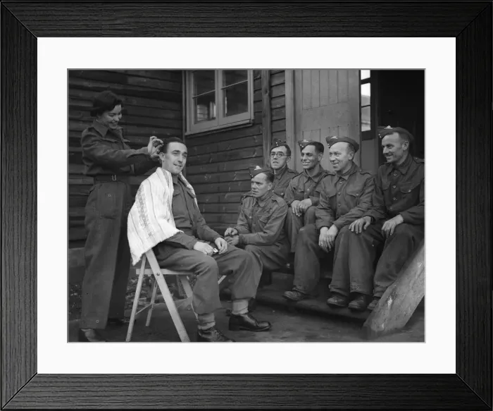 Framed Print : Women of the ATS who are operate the height finder optics at an anti aircraft battery in Framed Print : Women of the ATS who are operate the height finder optics at an anti aircraft battery in