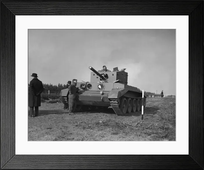 Framed Print : A prototype Cromwell tank is put through its pace for King George VI Framed Print : A prototype Cromwell tank is put through its pace for King George VI