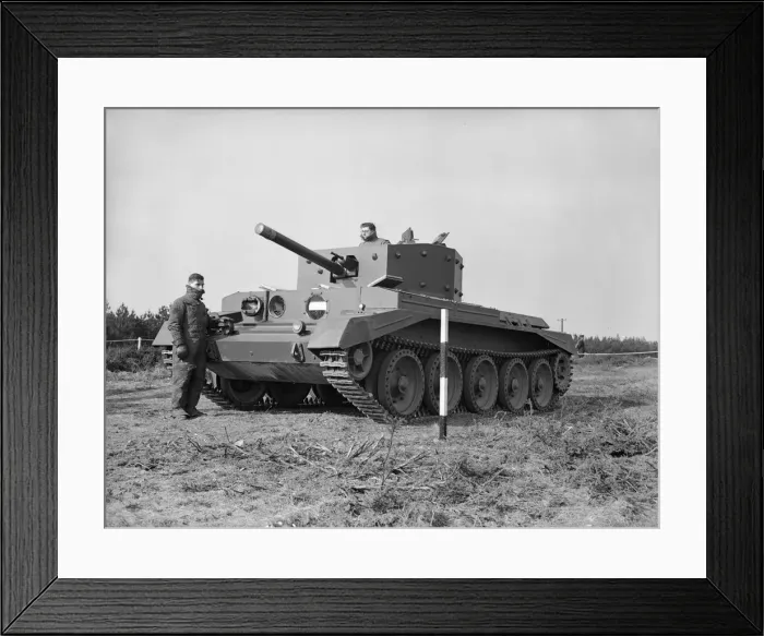 Framed Print : A prototype Cromwell tank is put through its pace for King George VI Framed Print : A prototype Cromwell tank is put through its pace for King George VI