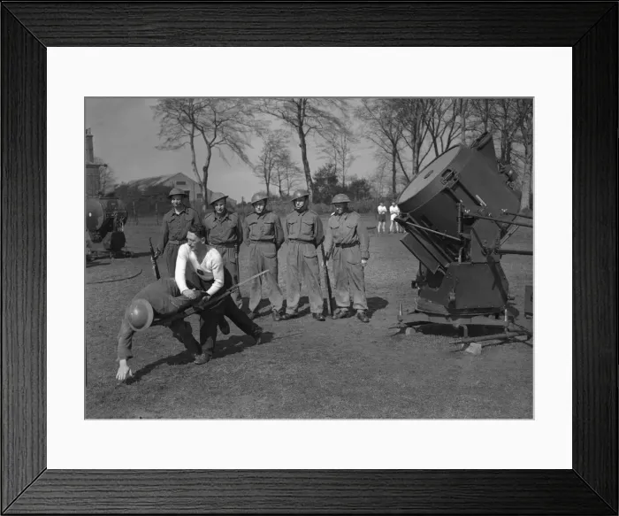 Framed Print : Searchlight school, Birmingham. Unarmed training being given to the soldiers of a Framed Print : Searchlight school, Birmingham. Unarmed training being given to the soldiers of a