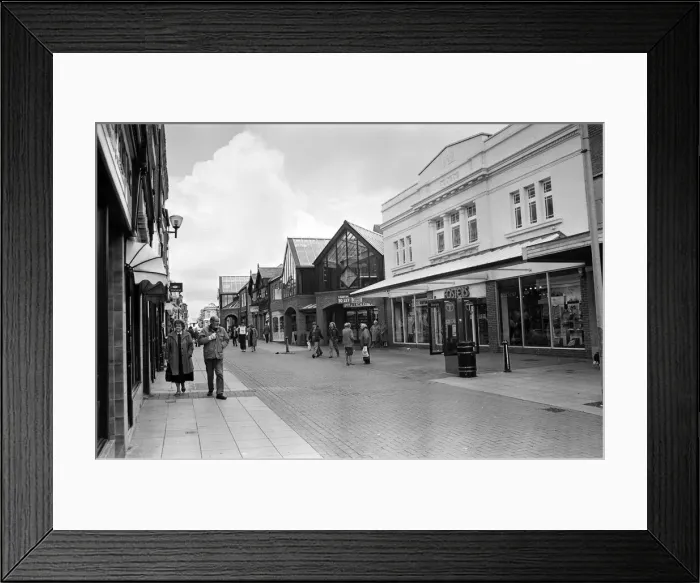 Framed Print : Eccleston Street Prescot, Merseyside, which has seen the arrival of a new shopping mall Framed Print : Eccleston Street Prescot, Merseyside, which has seen the arrival of a new shopping mall