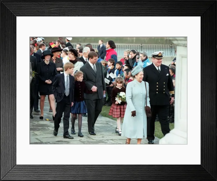 Framed Print : PRINCE ANDREW WITH HIS DAUGHTERS & PRINCE HARRY AT GREENWICH FOR SPECIAL LUNCH TO