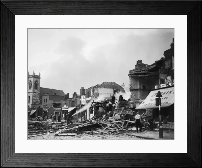 Framed Print : The Blitz was a German bombing campaign against the United Kingdom during the Second Framed Print : The Blitz was a German bombing campaign against the United Kingdom during the Second