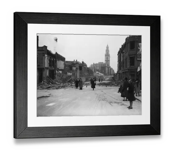 Framed Print : The Blitz was a German bombing campaign against the United Kingdom during the Second Framed Print : The Blitz was a German bombing campaign against the United Kingdom during the Second