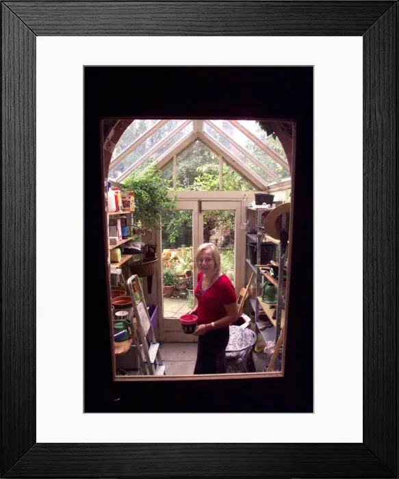 Framed Print : Author Sue Townsend in her house in Leicester - July 1999